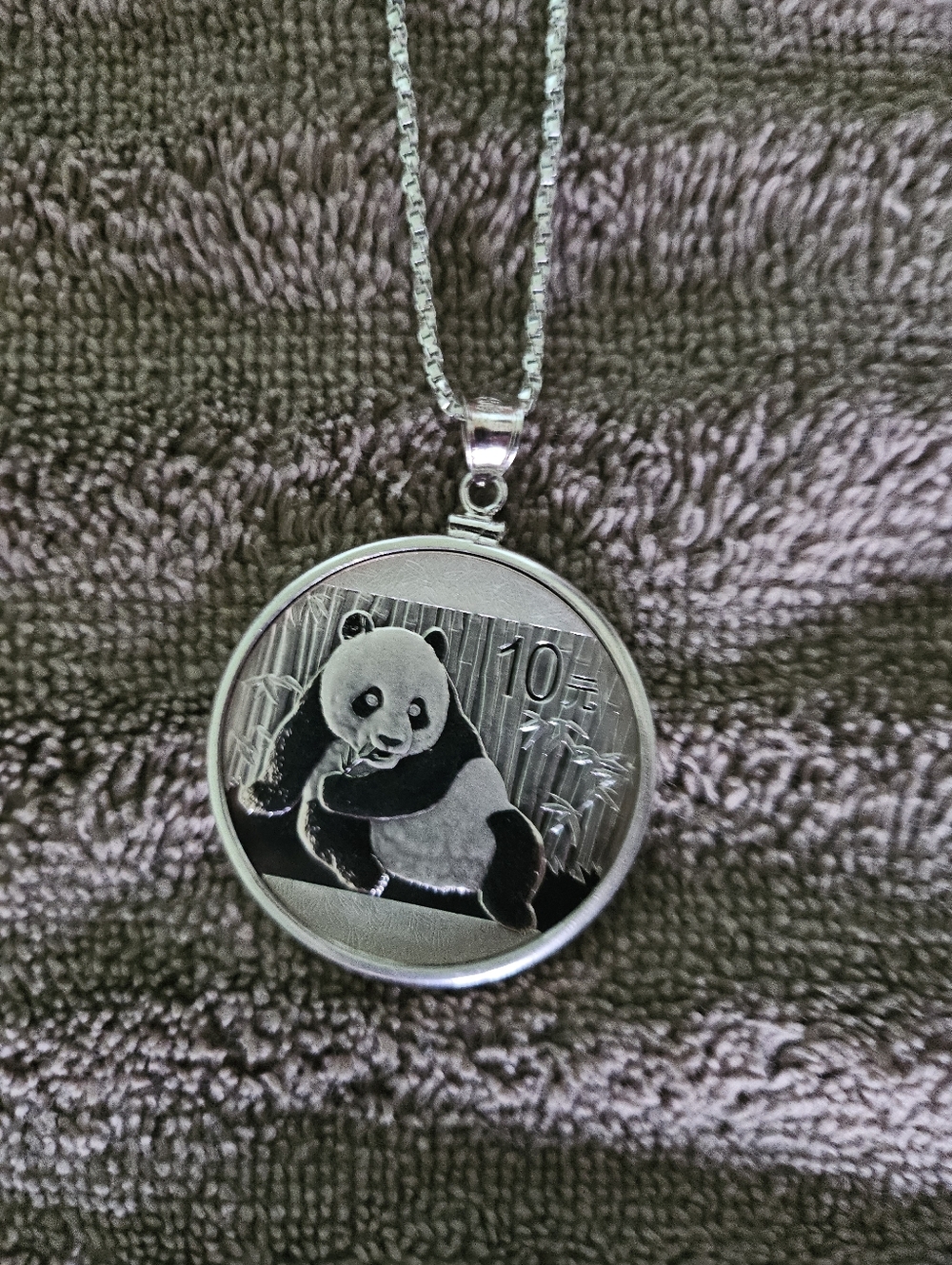 Panda Coin Pendant Necklace - Sterling Silver